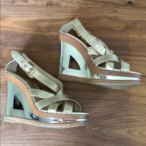 Michael Kors gold wedges size 7 1/2 M